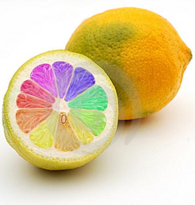 ГМО Генномодифицированные продукты, Фрукт - лимон, Радуга