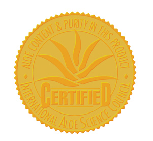 The International Aloe Science Council Seal IASC Сертификат Международной Организации по Контролю Качества Алоэ Вера Сок Гель Знак Качества Aloe Vera Juice Gel Certificate
